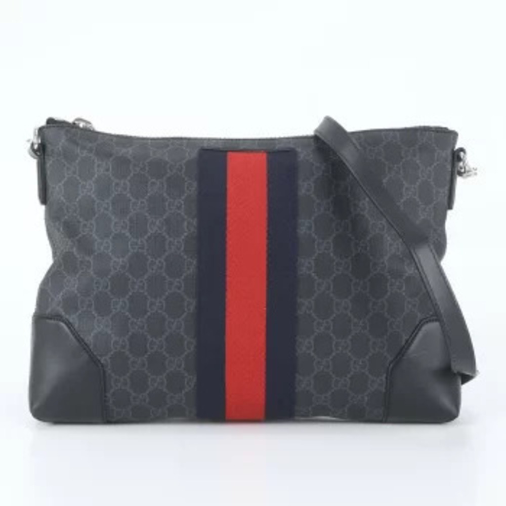 Gucci GG Supreme Leather Messenger Crossbody Bag Blue